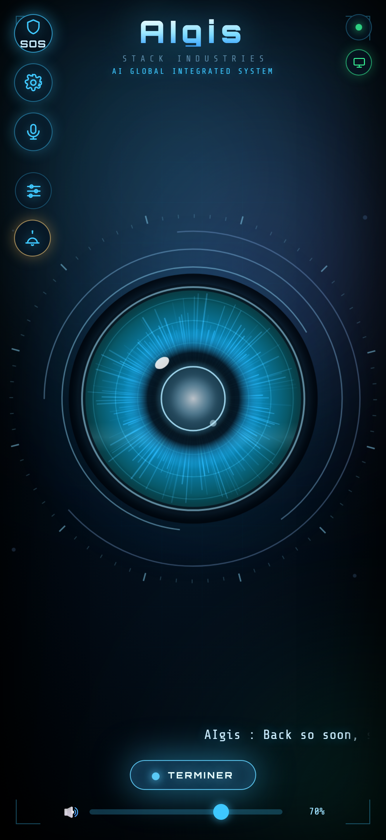AIgis app — animated voice assistant interface (the eye)