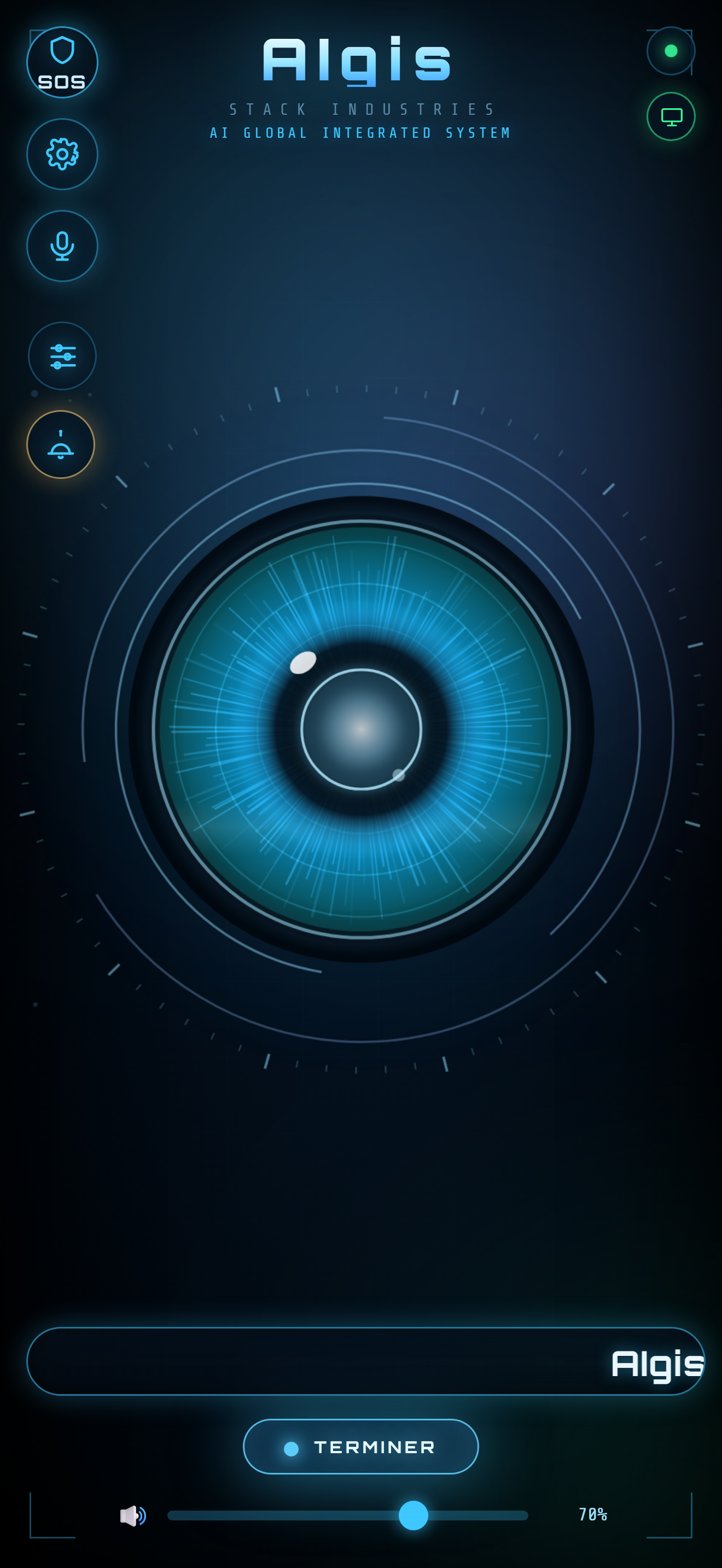 AIgis app — home voice control screen